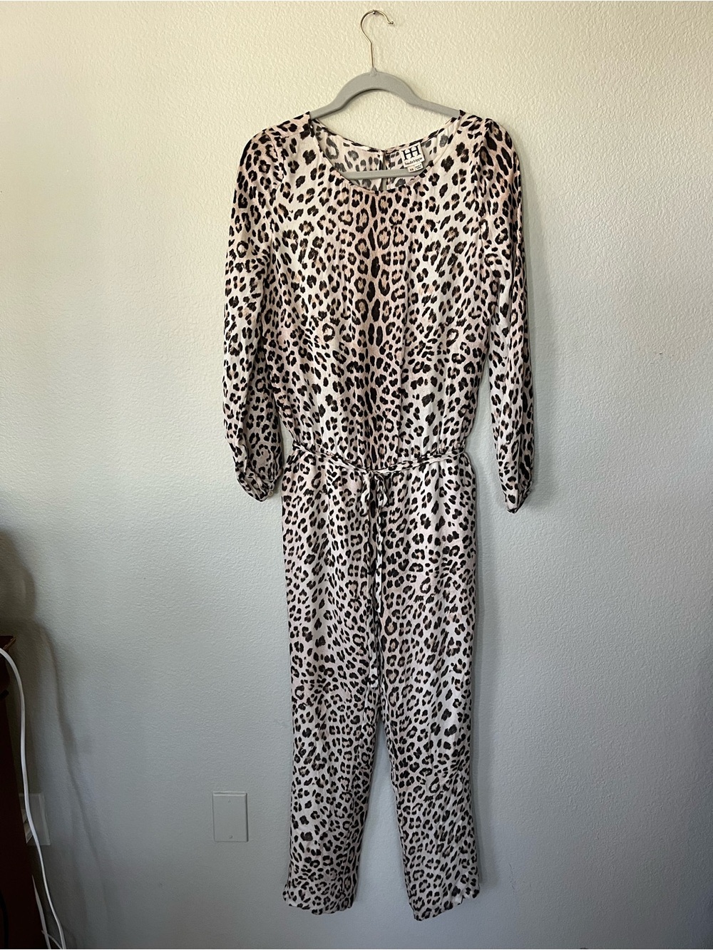 Haute Hippie Cream and Black Leopard Print Silk Jumpsuit Women's Size XS